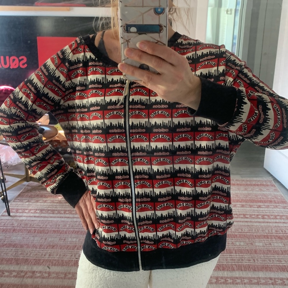 Adidas RUN DMC, asymmetrical zip up sweat shirt jacket